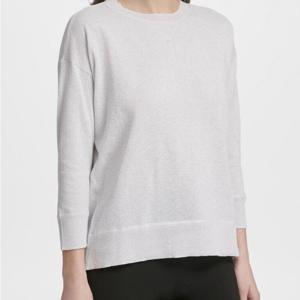 DKNY Lightweight Sweater Silver Shimmer Size L Pullover